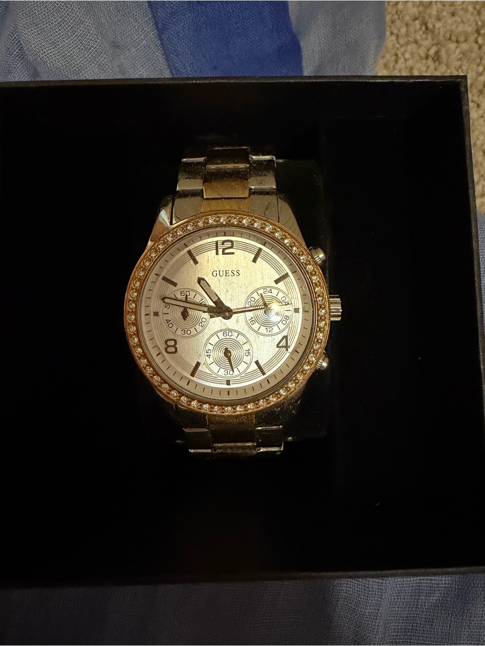 GUESS Gold-Tone Crystal Accent Bracelet Watch